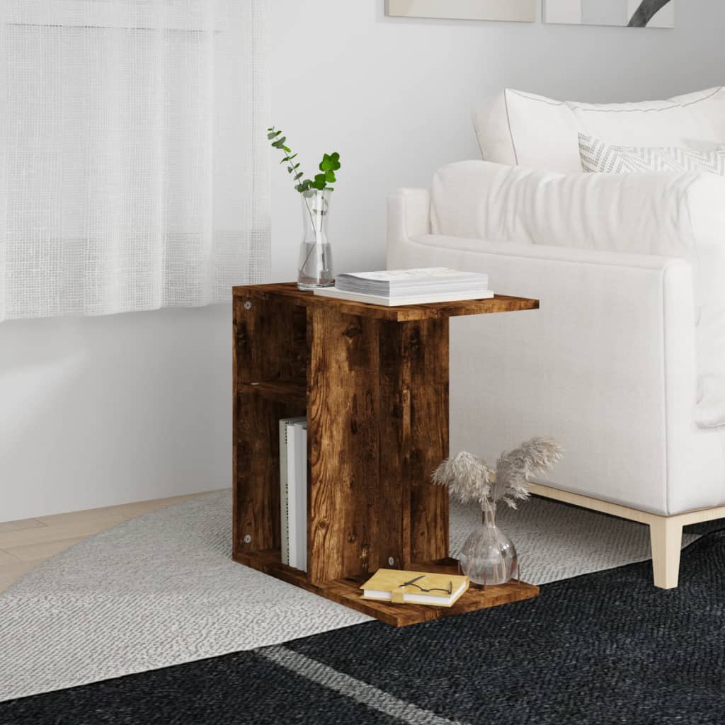 Bijzettafel 50x30x50 cm bewerkt hout gerookt eikenkleurig is nu te koop bij PeponiXL, paradijselijk wonen!
