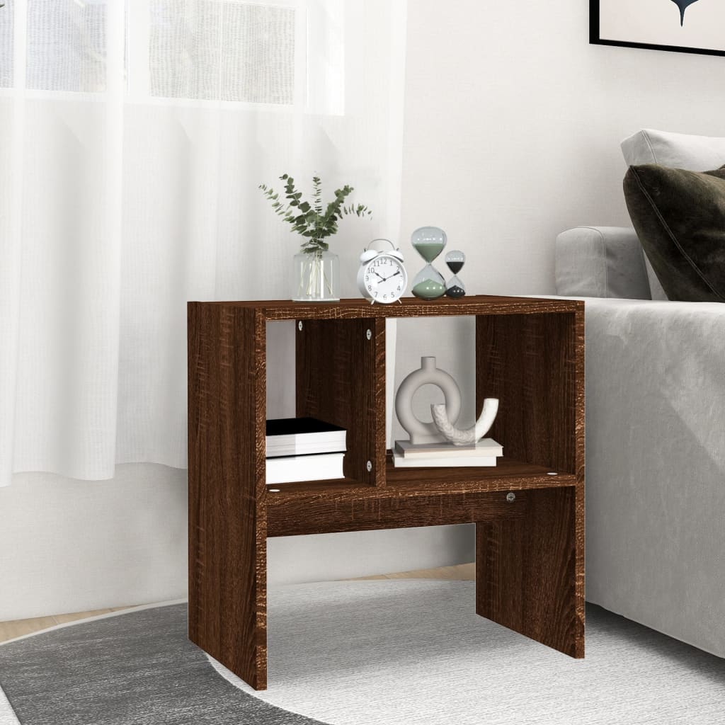 Bijzettafel 50x30x50 cm bewerkt hout bruin eikenkleur is nu te koop bij PeponiXL, paradijselijk wonen!