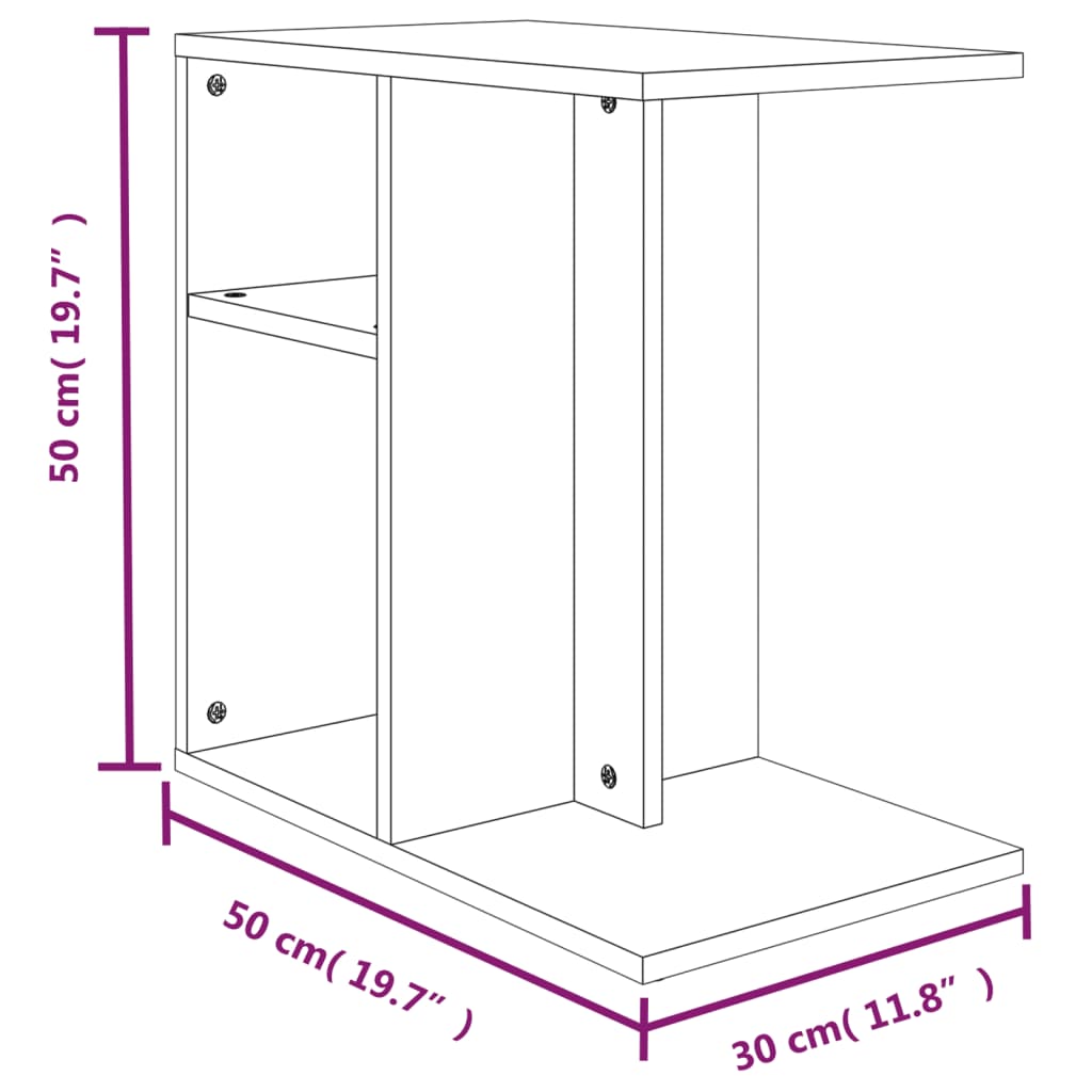 Bijzettafel 50x30x50 cm bewerkt hout bruin eikenkleur is nu te koop bij PeponiXL, paradijselijk wonen!