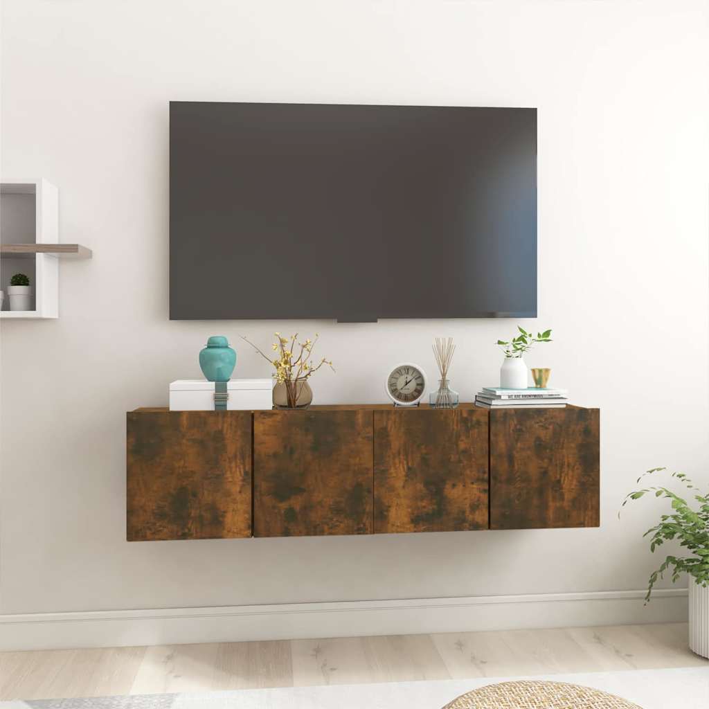 Tv-hangmeubelen 2 st 60x30x30 cm gerookt eikenkleurig is nu te koop bij PeponiXL, paradijselijk wonen!