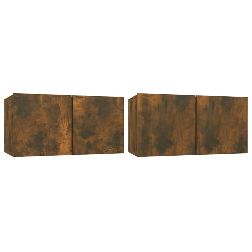 Tv-hangmeubelen 2 st 60x30x30 cm gerookt eikenkleurig is nu te koop bij PeponiXL, paradijselijk wonen!