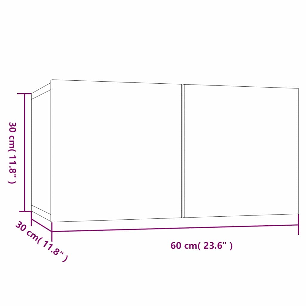 Tv-hangmeubelen 2 st 60x30x30 cm gerookt eikenkleurig is nu te koop bij PeponiXL, paradijselijk wonen!