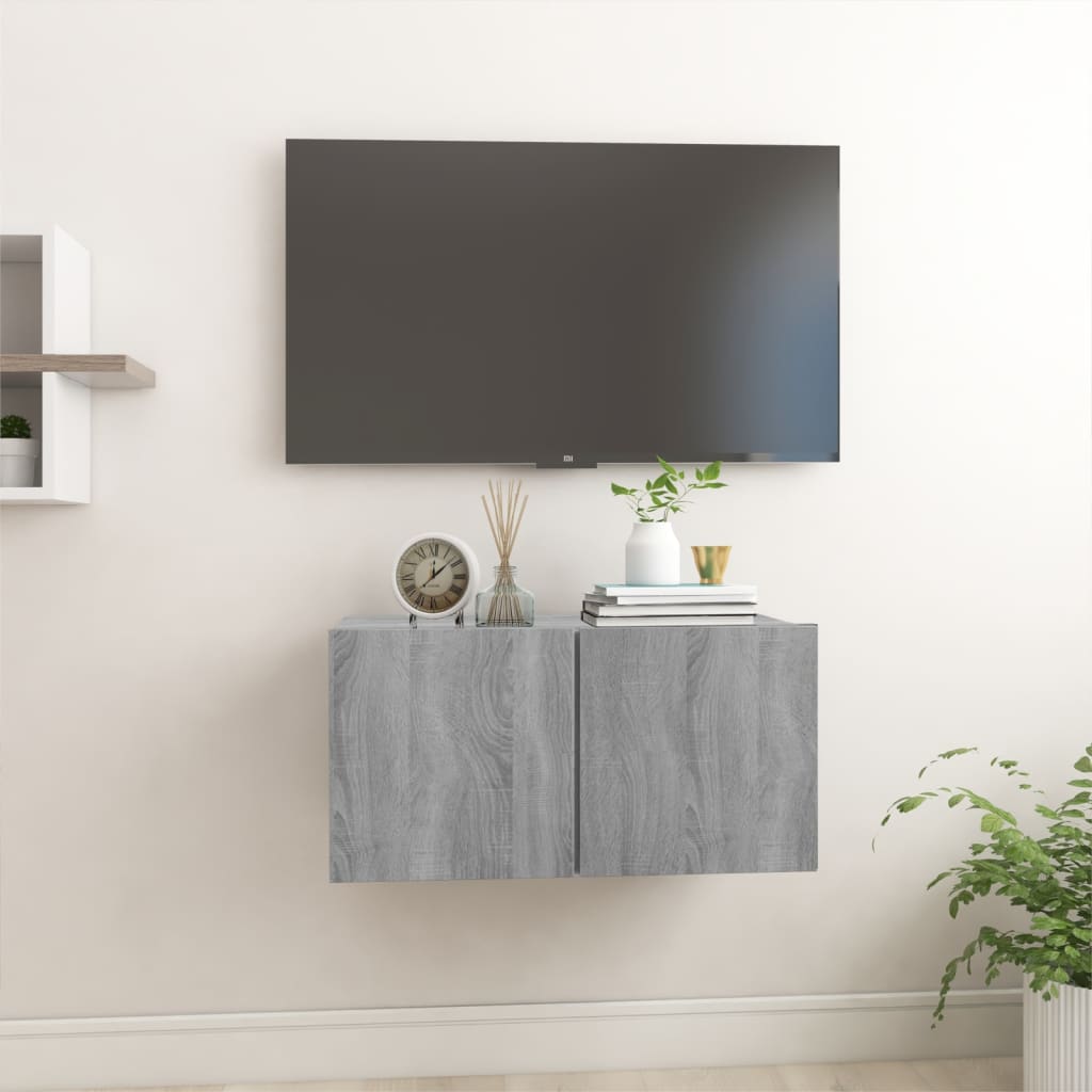Tv-hangmeubel 60x30x30 cm bewerkt hout grijs sonoma eikenkleur is nu te koop bij PeponiXL, paradijselijk wonen!