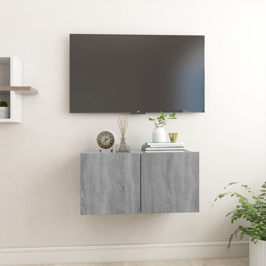 Tv-hangmeubel 60x30x30 cm bewerkt hout grijs sonoma eikenkleur is nu te koop bij PeponiXL, paradijselijk wonen!
