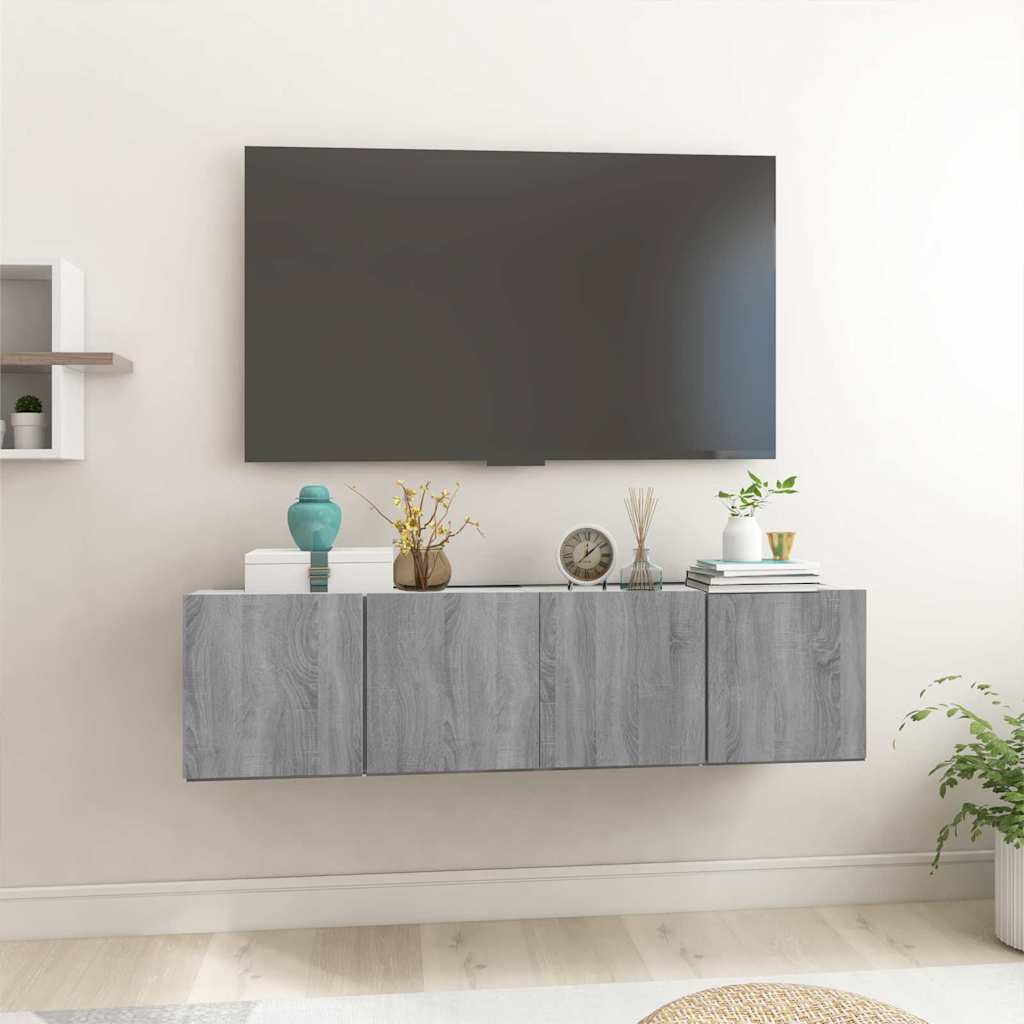 Tv-hangmeubelen 2 st 60x30x30 cm bewerkt hout grijs sonoma is nu te koop bij PeponiXL, paradijselijk wonen!