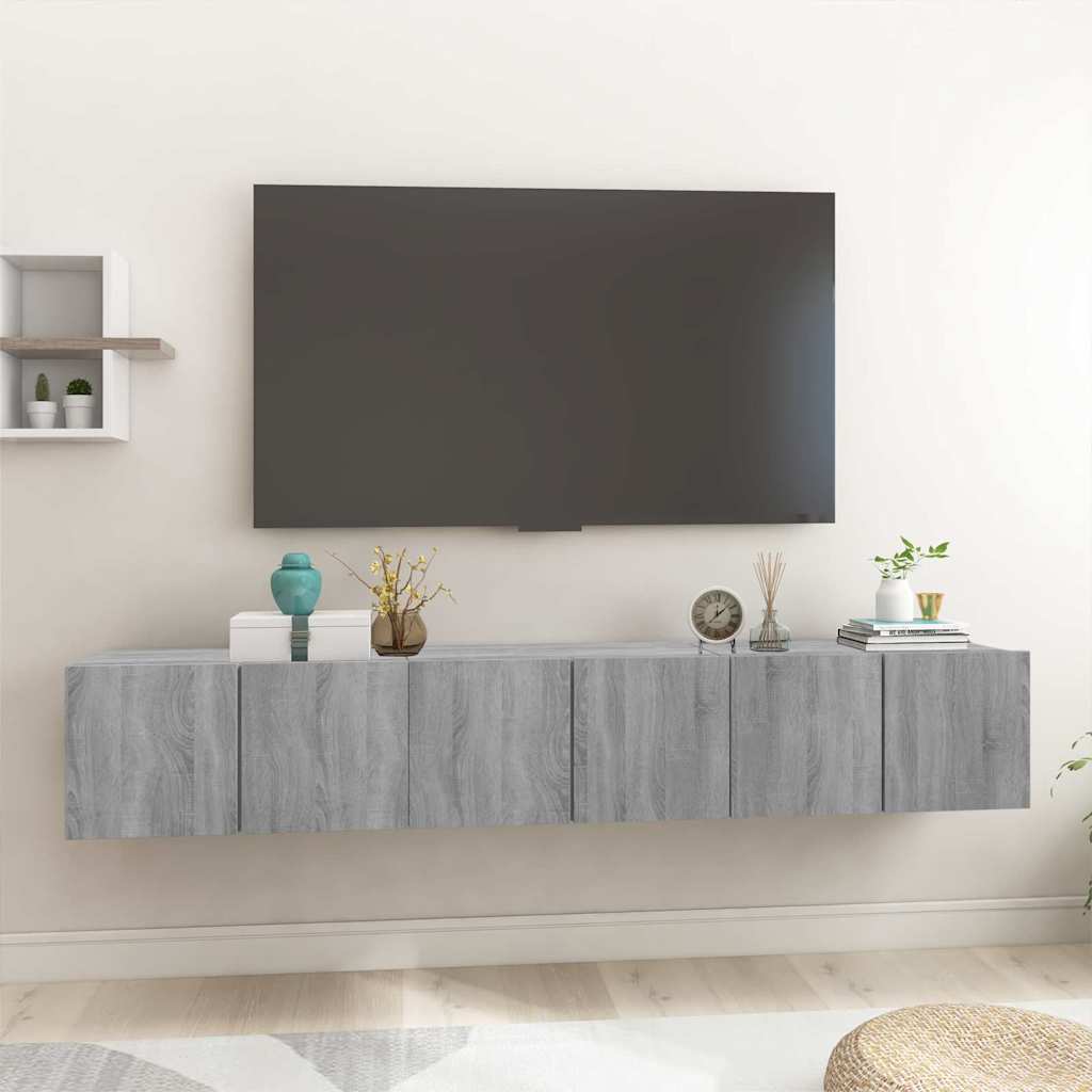 Tv-hangmeubels 3 st 60x30x30 cm bewerkt hout grijs sonoma eiken is nu te koop bij PeponiXL, paradijselijk wonen!