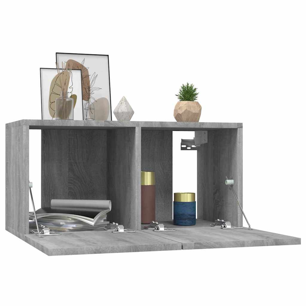 Tv-hangmeubels 3 st 60x30x30 cm bewerkt hout grijs sonoma eiken is nu te koop bij PeponiXL, paradijselijk wonen!