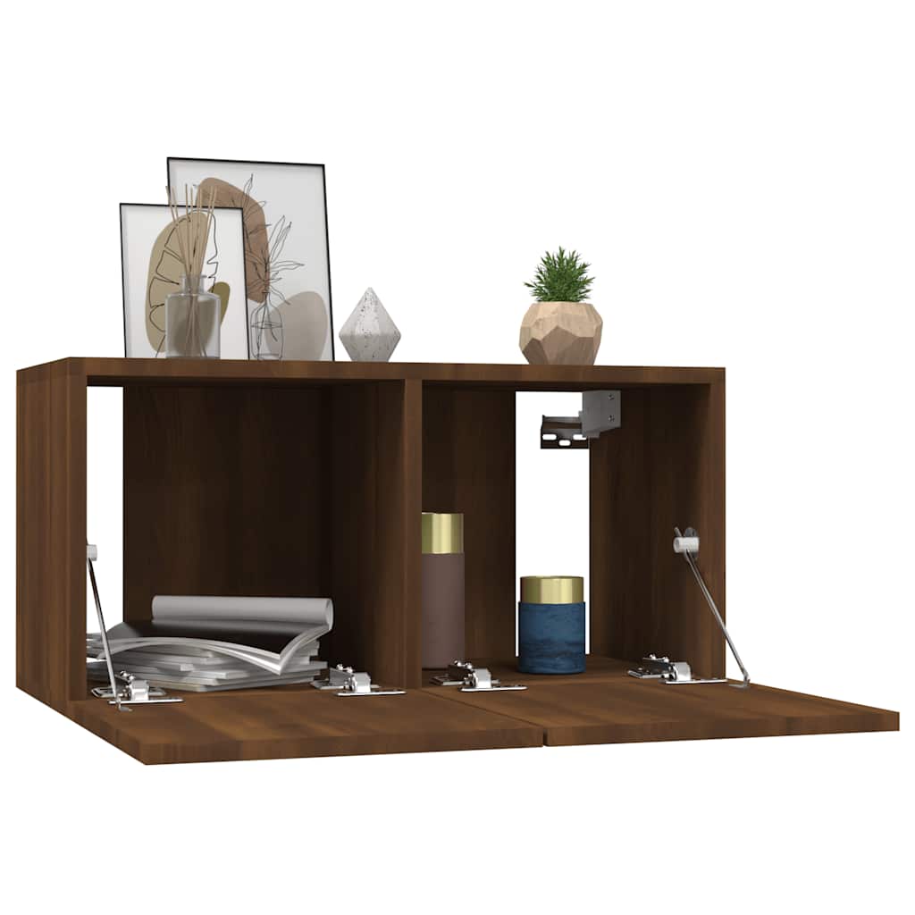 Tv-hangmeubel 60x30x30 cm bewerkt hout bruin eikenkleur is nu te koop bij PeponiXL, paradijselijk wonen!