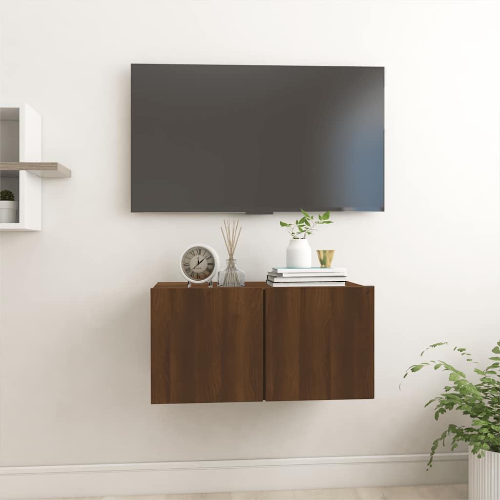 Tv-hangmeubel 60x30x30 cm bewerkt hout bruin eikenkleur is nu te koop bij PeponiXL, paradijselijk wonen!