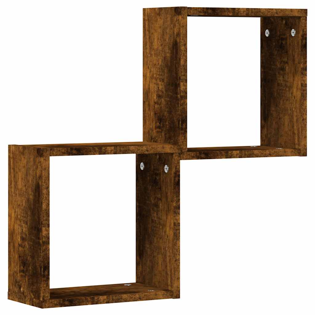 Wandrekken kubus 2 st 30x15x30 cm gerookt eiken is nu te koop bij PeponiXL, paradijselijk wonen!