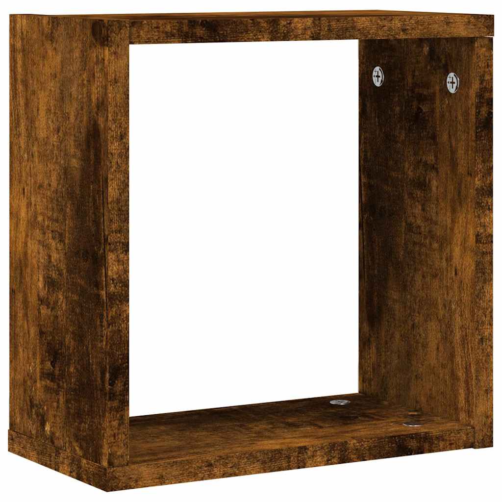 Wandrekken kubus 2 st 30x15x30 cm gerookt eiken is nu te koop bij PeponiXL, paradijselijk wonen!
