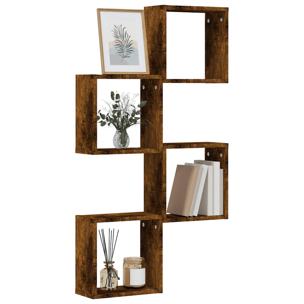 Wandrekken kubus 4 st 30x15x30 cm gerookt eiken is nu te koop bij PeponiXL, paradijselijk wonen!