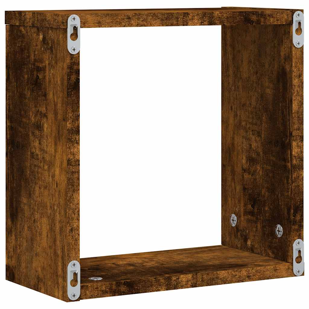 Wandrekken kubus 6 st 30x15x30 cm gerookt eiken is nu te koop bij PeponiXL, paradijselijk wonen!