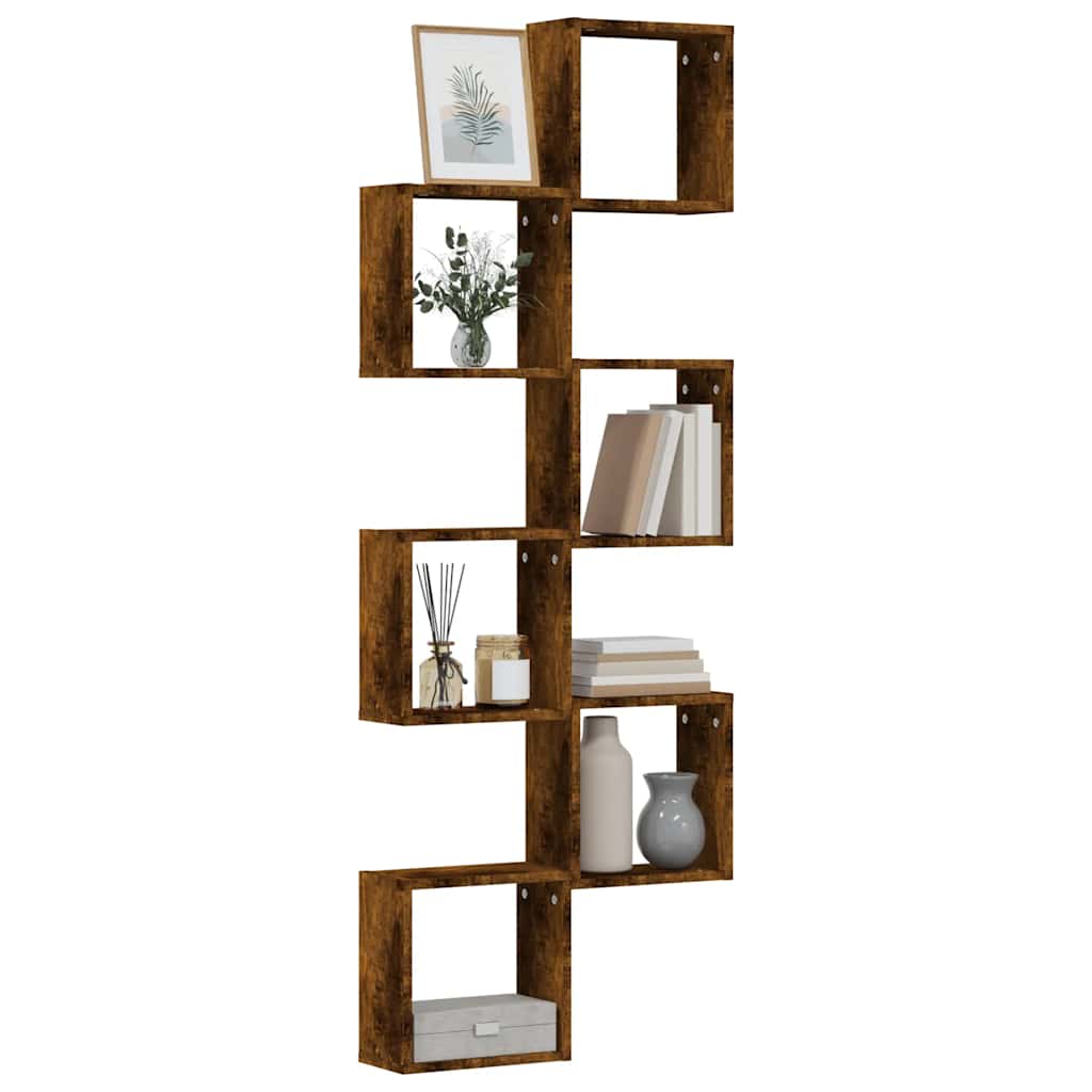 Wandrekken kubus 6 st 30x15x30 cm gerookt eiken is nu te koop bij PeponiXL, paradijselijk wonen!