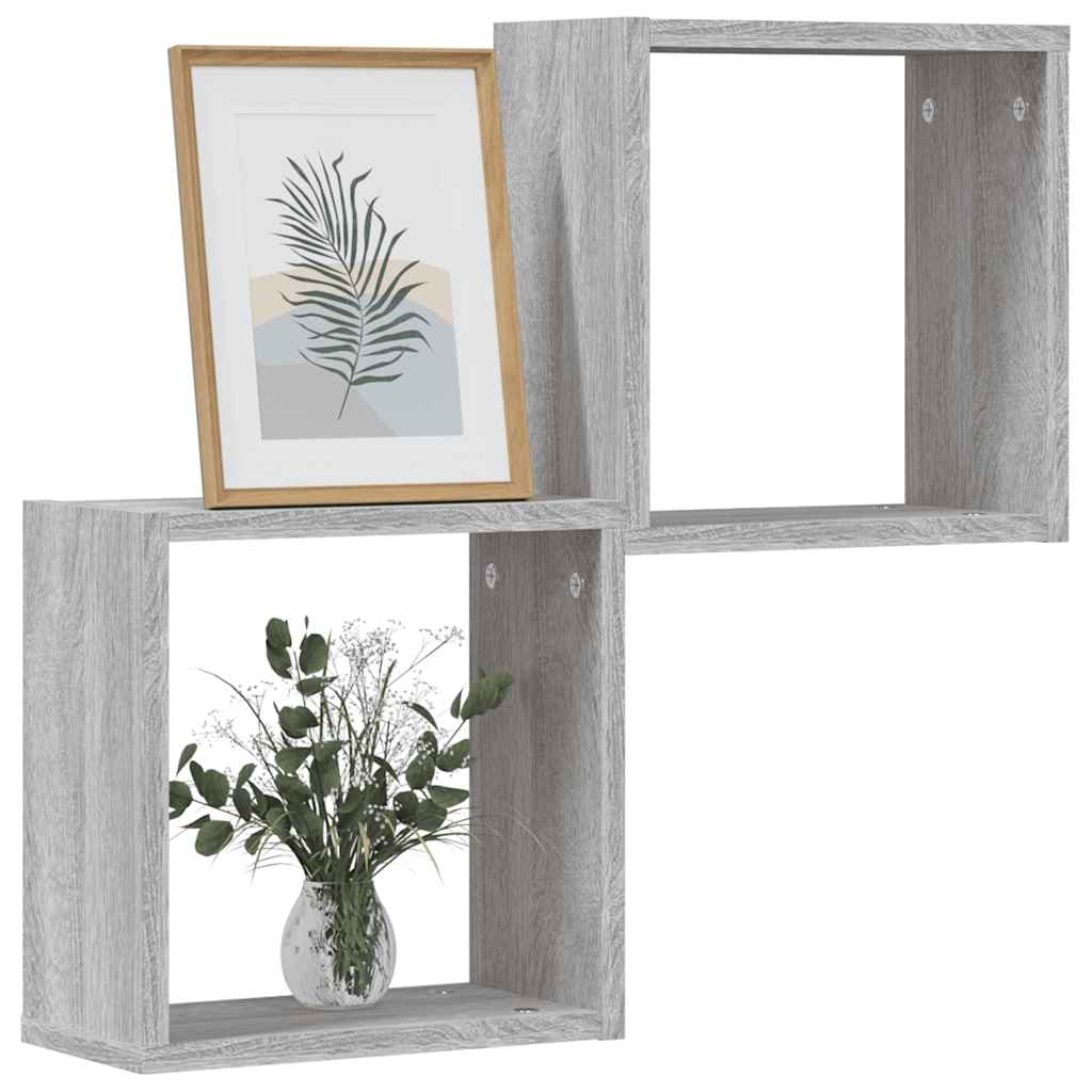 Wandrekken Kubus 2 st 30x15x30 cm grijs sonoma is nu te koop bij PeponiXL, paradijselijk wonen!