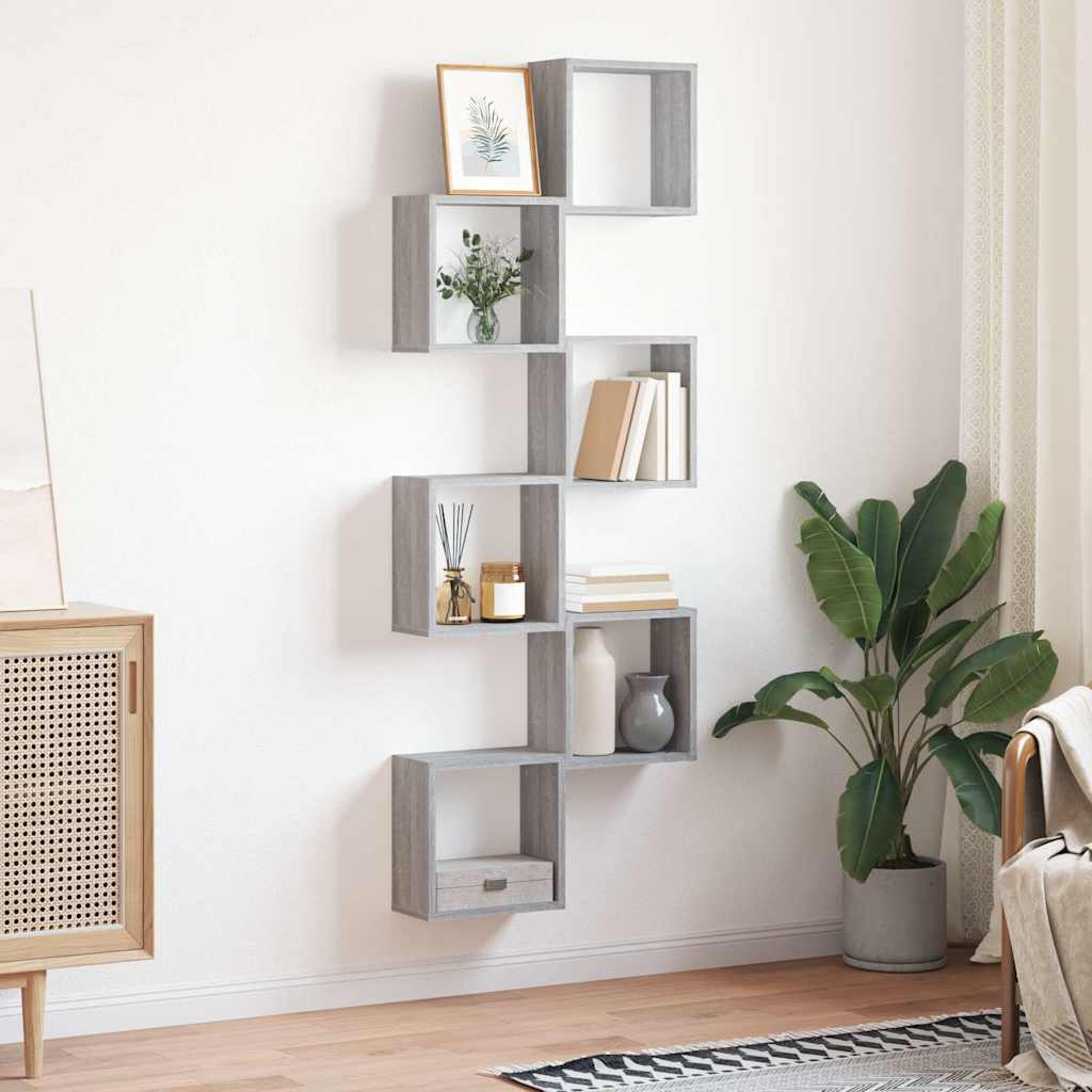 Wandschappen kubus 6 st 30x15x30 cm grijs sonoma is nu te koop bij PeponiXL, paradijselijk wonen!