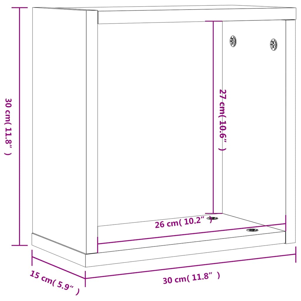 Wandschappen kubus 6 st 30x15x30 cm grijs sonoma is nu te koop bij PeponiXL, paradijselijk wonen!