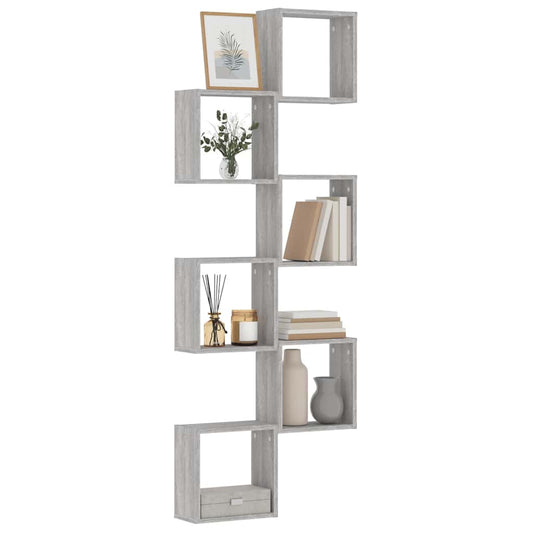 Wandschappen kubus 6 st 30x15x30 cm grijs sonoma is nu te koop bij PeponiXL, paradijselijk wonen!