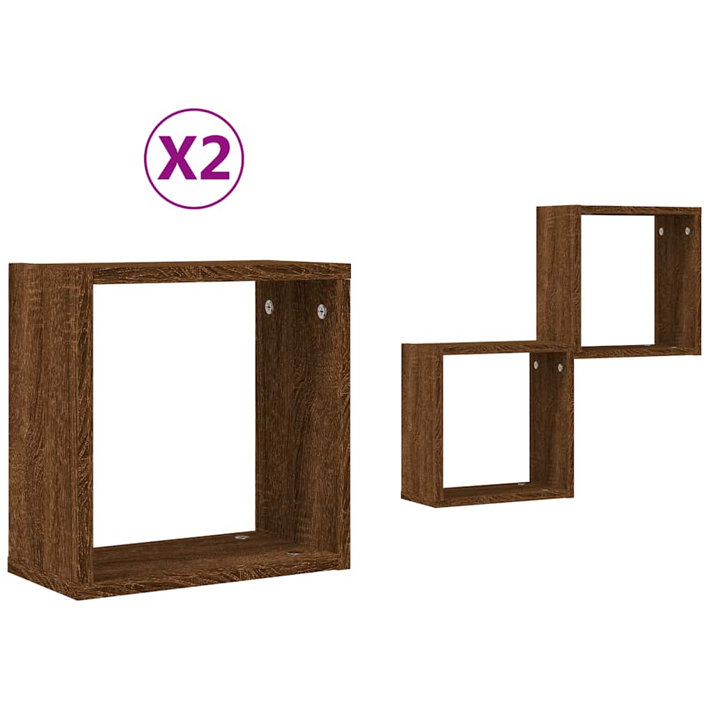 Wandrekken kubus 2 st 30x15x30 cm gerookt bruin eiken is nu te koop bij PeponiXL, paradijselijk wonen!