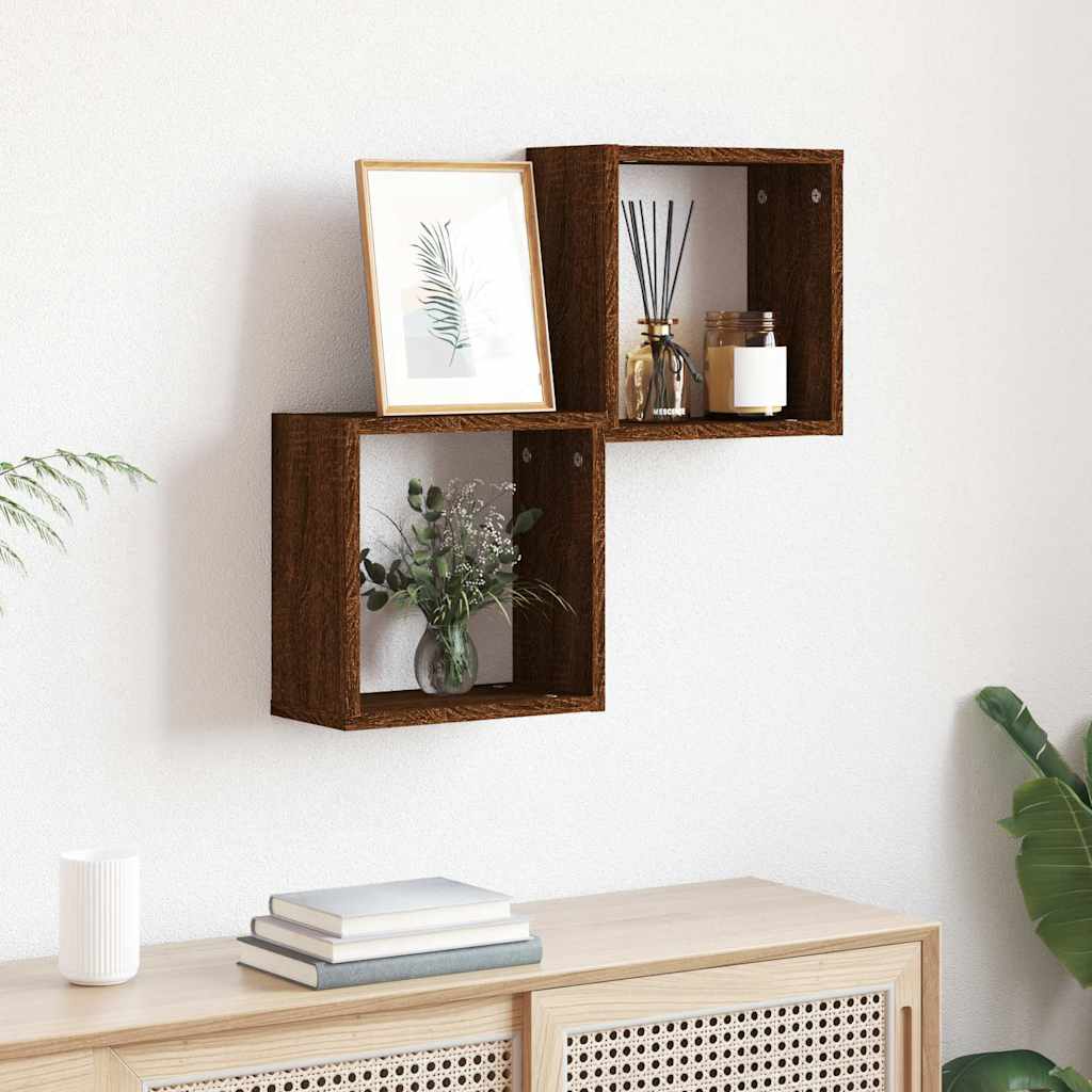 Wandrekken kubus 2 st 30x15x30 cm gerookt bruin eiken is nu te koop bij PeponiXL, paradijselijk wonen!
