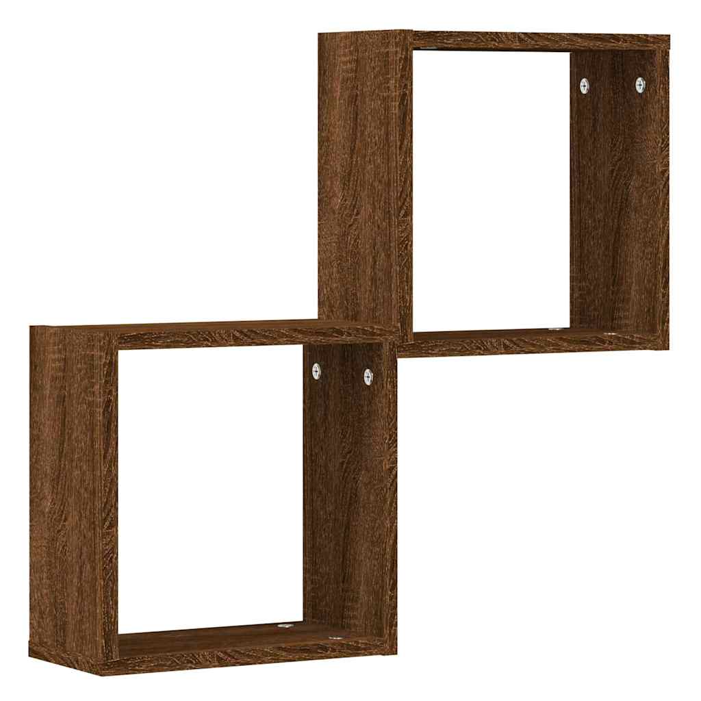 Wandrekken kubus 2 st 30x15x30 cm gerookt bruin eiken is nu te koop bij PeponiXL, paradijselijk wonen!