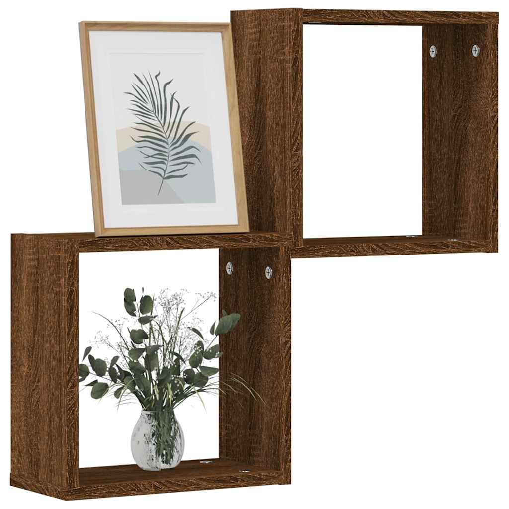 Wandrekken kubus 2 st 30x15x30 cm gerookt bruin eiken is nu te koop bij PeponiXL, paradijselijk wonen!