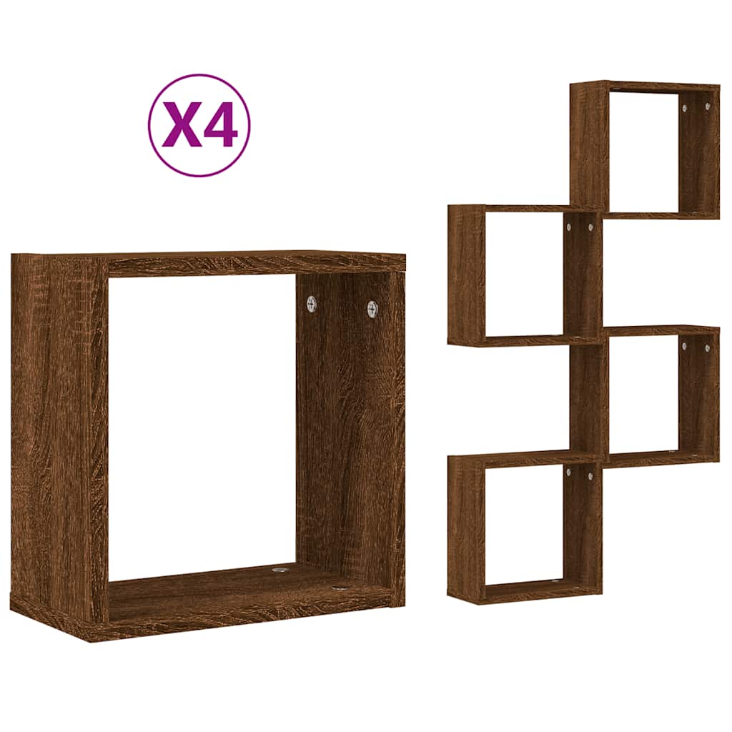 Wandschappen kubus 4 st 30x15x30 cm sonoma bruin eikenkleurig is nu te koop bij PeponiXL, paradijselijk wonen!