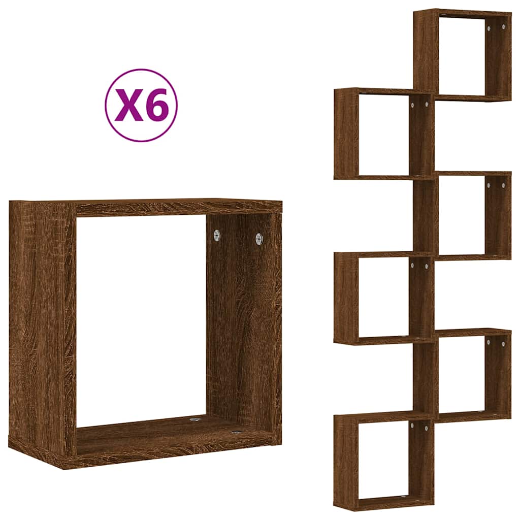 Wandschappen kubus 6 st 30x15x30 cm sonoma bruin eikenkleurig is nu te koop bij PeponiXL, paradijselijk wonen!