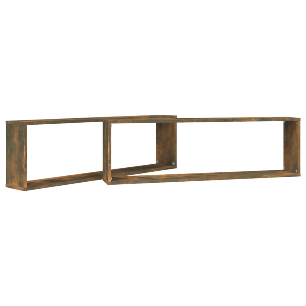 Wandschappen kubus 2 st 100x15x30 cm bewerkt hout gerookt eiken is nu te koop bij PeponiXL, paradijselijk wonen!