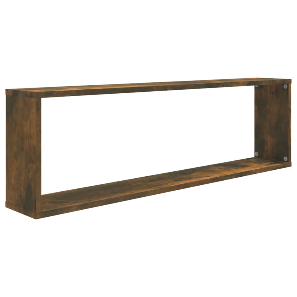 Wandschappen kubus 2 st 100x15x30 cm bewerkt hout gerookt eiken is nu te koop bij PeponiXL, paradijselijk wonen!
