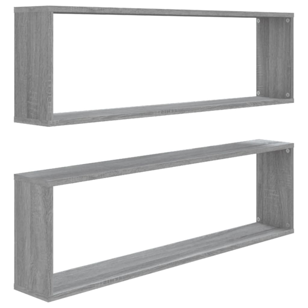 Wandschappen kubus 2 st 100x15x30 cm bewerkt hout grijs sonoma is nu te koop bij PeponiXL, paradijselijk wonen!