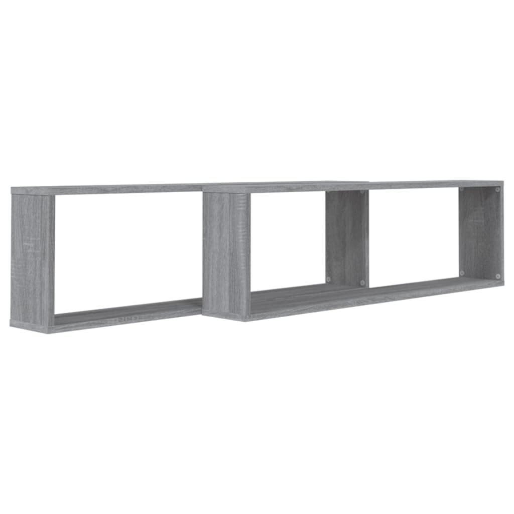 Wandschappen kubus 2 st 100x15x30 cm bewerkt hout grijs sonoma is nu te koop bij PeponiXL, paradijselijk wonen!