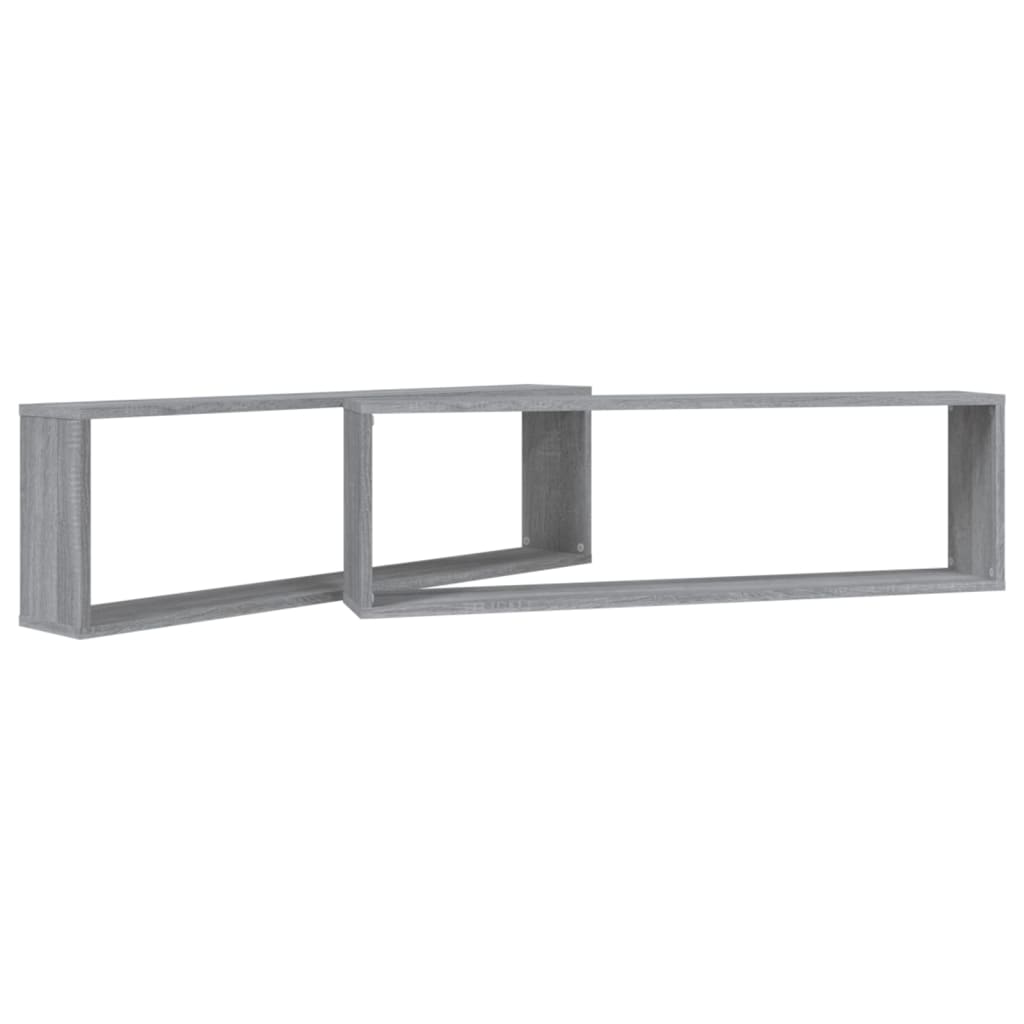 Wandschappen kubus 2 st 100x15x30 cm bewerkt hout grijs sonoma is nu te koop bij PeponiXL, paradijselijk wonen!