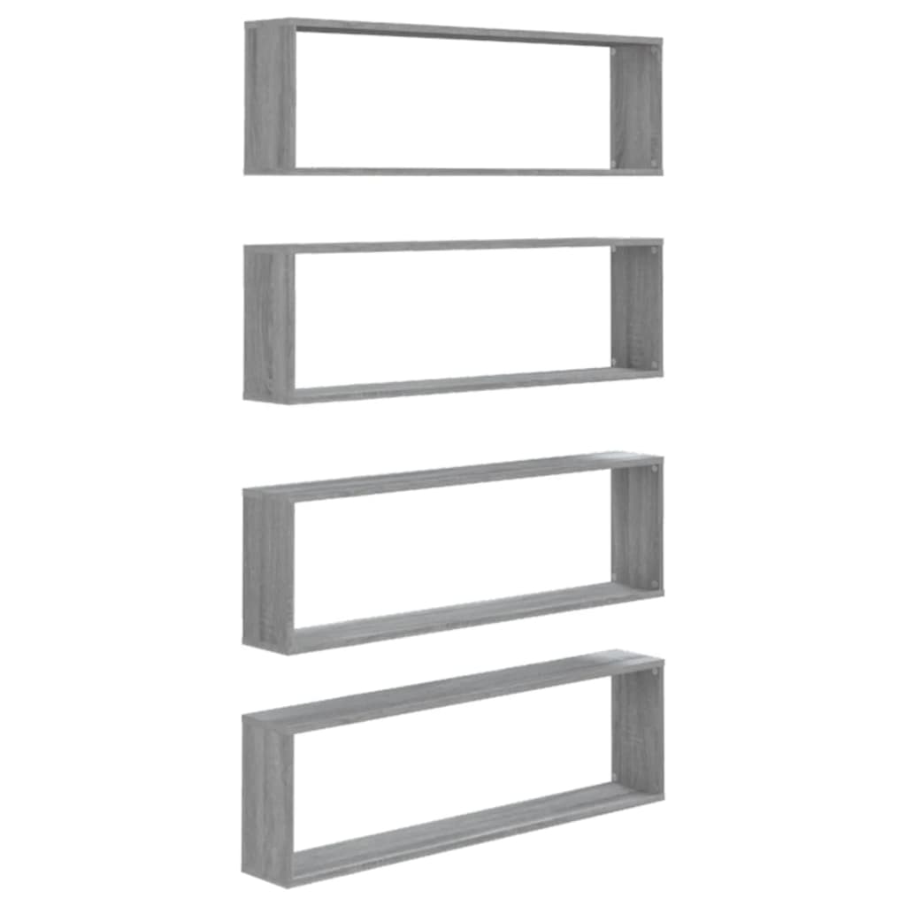 Wandschappen kubus 4 st 100x15x30 cm bewerkt hout grijs sonoma is nu te koop bij PeponiXL, paradijselijk wonen!