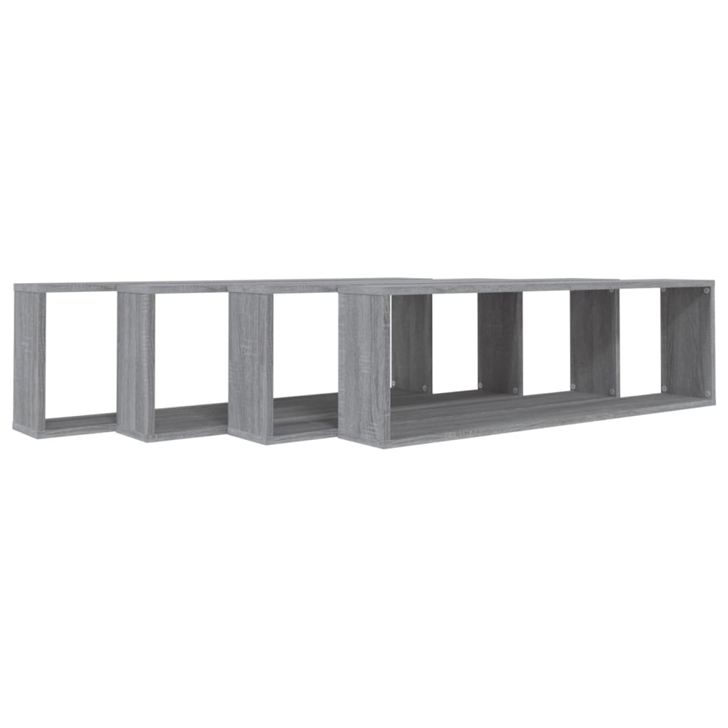 Wandschappen kubus 4 st 100x15x30 cm bewerkt hout grijs sonoma is nu te koop bij PeponiXL, paradijselijk wonen!