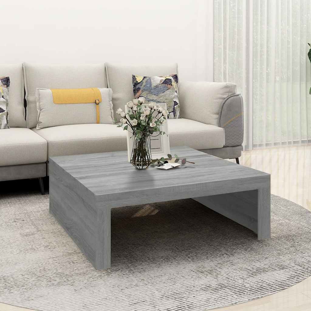 Salontafel 100x100x35 cm bewerkt hout grijs sonoma eikenkleurig is nu te koop bij PeponiXL, paradijselijk wonen!