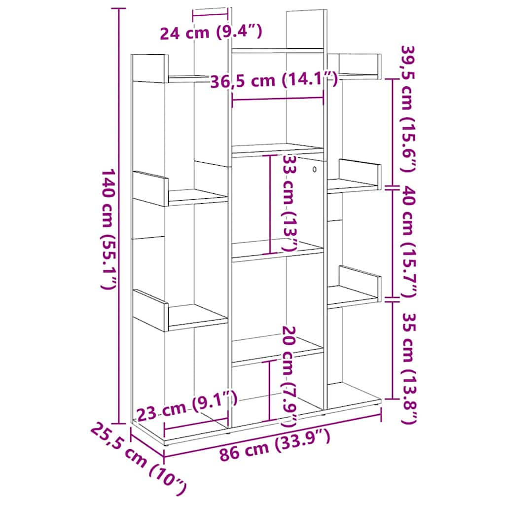 Boekenkast 86x25,5x140 cm bewerkt hout gerookt eikenkleurig is nu te koop bij PeponiXL, paradijselijk wonen!