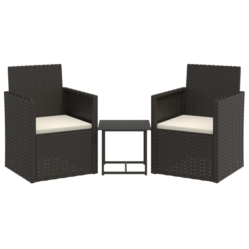 3-delige Loungeset met kussens poly rattan zwart is nu te koop bij PeponiXL, paradijselijk wonen!