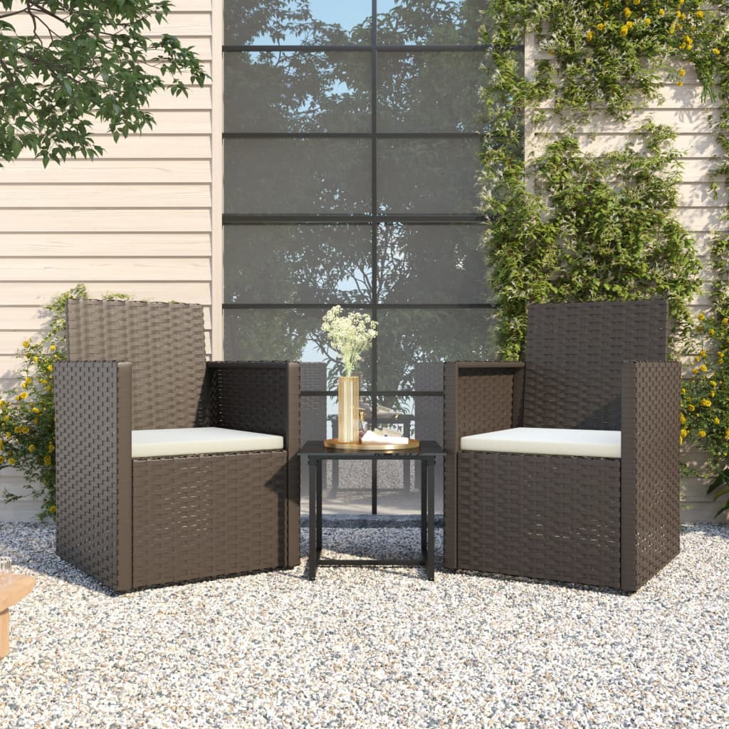 3-delige Loungeset met kussens poly rattan zwart is nu te koop bij PeponiXL, paradijselijk wonen!