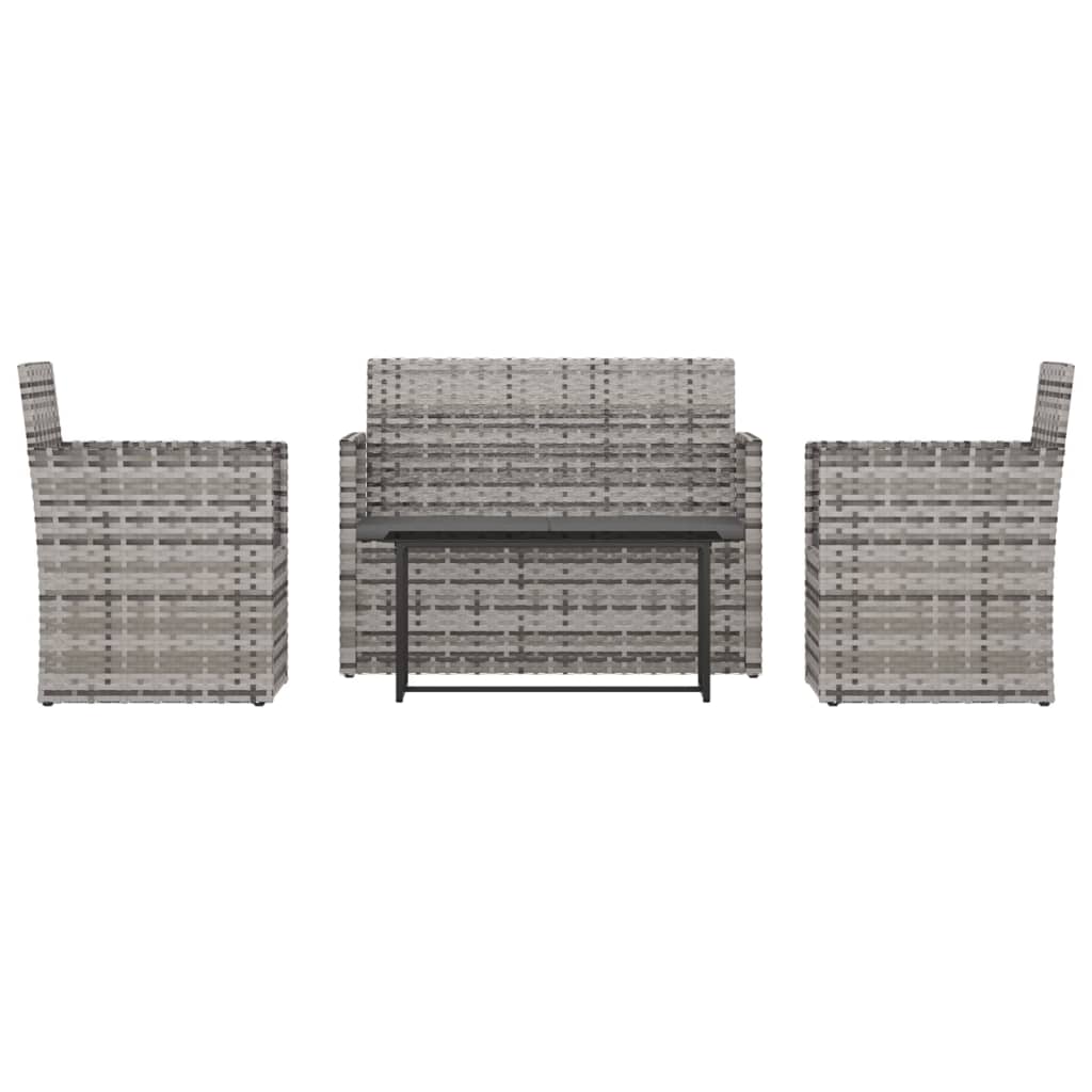 4-delige Loungeset met kussens poly rattan grijs is nu te koop bij PeponiXL, paradijselijk wonen!