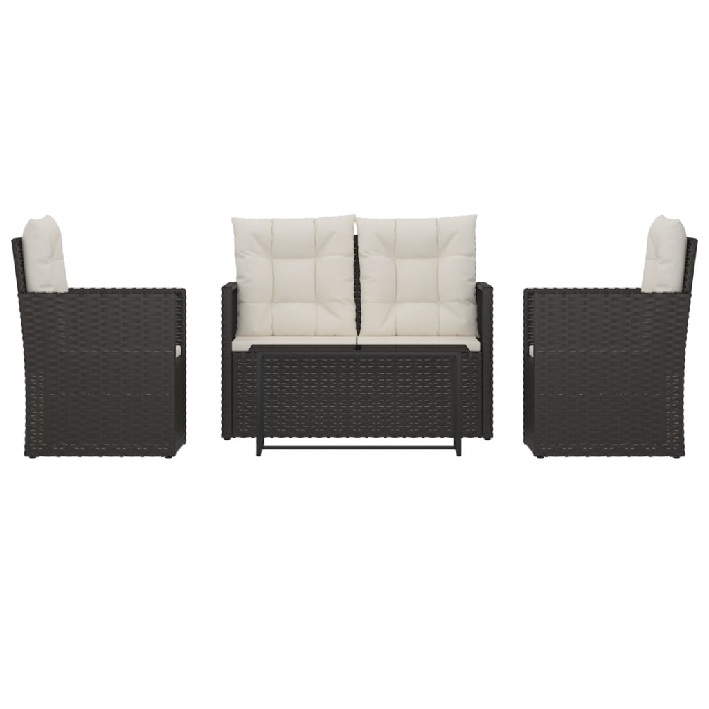 4-delige Loungeset met kussens poly rattan zwart is nu te koop bij PeponiXL, paradijselijk wonen!