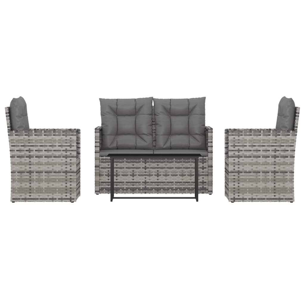 4-delige Loungeset met kussens poly rattan grijs is nu te koop bij PeponiXL, paradijselijk wonen!