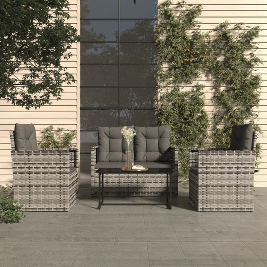 4-delige Loungeset met kussens poly rattan grijs is nu te koop bij PeponiXL, paradijselijk wonen!