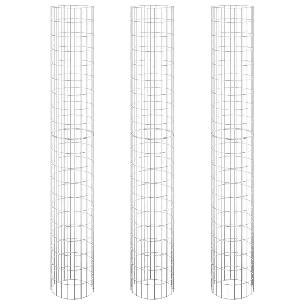 Gabion plantenbakken 3 st rond verhoogd Ø30x200 cm staal is nu te koop bij PeponiXL, paradijselijk wonen!