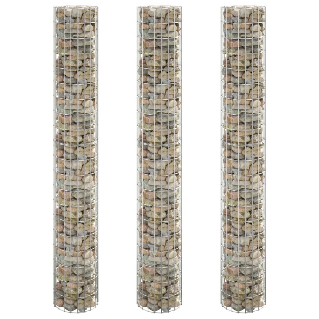 Gabion plantenbakken 3 st rond verhoogd Ø30x200 cm staal is nu te koop bij PeponiXL, paradijselijk wonen!