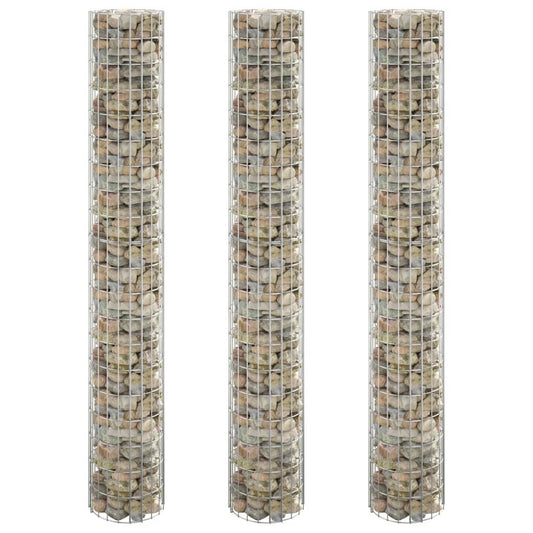 Gabion plantenbakken 3 st rond verhoogd Ø30x200 cm staal is nu te koop bij PeponiXL, paradijselijk wonen!