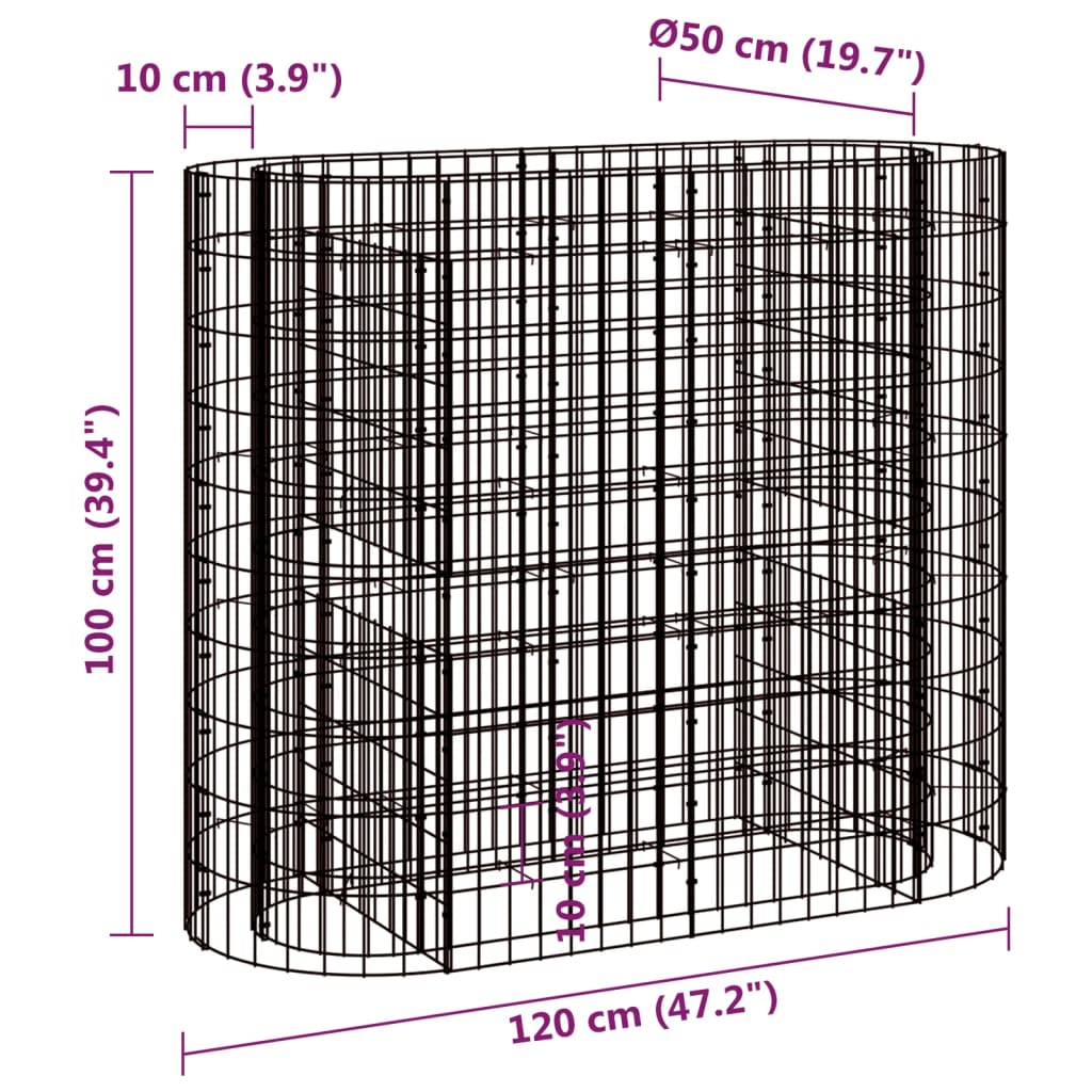 Gabion plantenbak verhoogd 120x50x100 cm gegalvaniseerd ijzer is nu te koop bij PeponiXL, paradijselijk wonen!