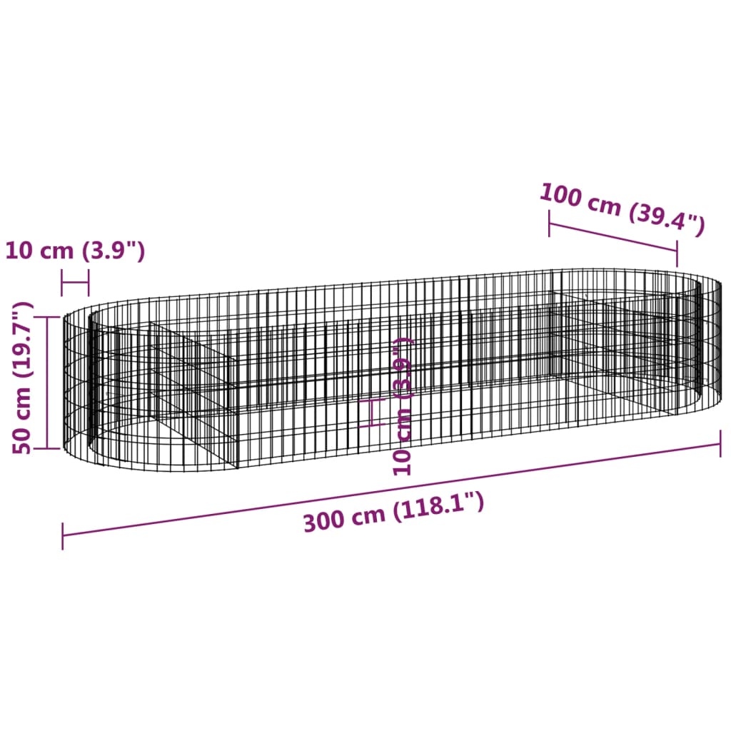 Gabion plantenbak verhoogd 300x100x50 cm gegalvaniseerd ijzer is nu te koop bij PeponiXL, paradijselijk wonen!
