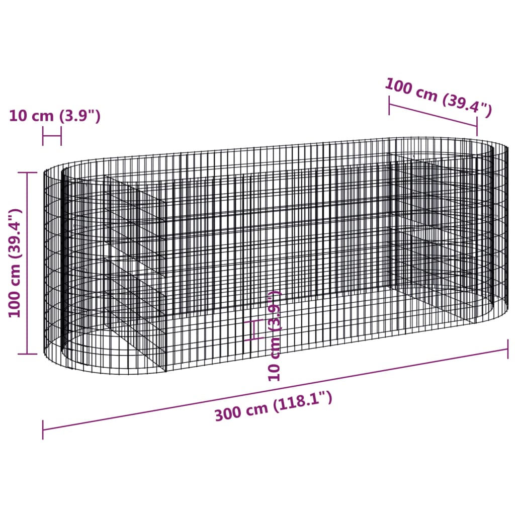 Gabion plantenbak verhoogd 300x100x100 cm gegalvaniseerd ijzer is nu te koop bij PeponiXL, paradijselijk wonen!