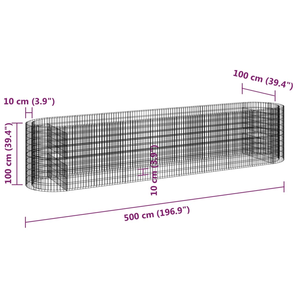 Gabion plantenbak verhoogd 500x100x100 cm gegalvaniseerd ijzer is nu te koop bij PeponiXL, paradijselijk wonen!